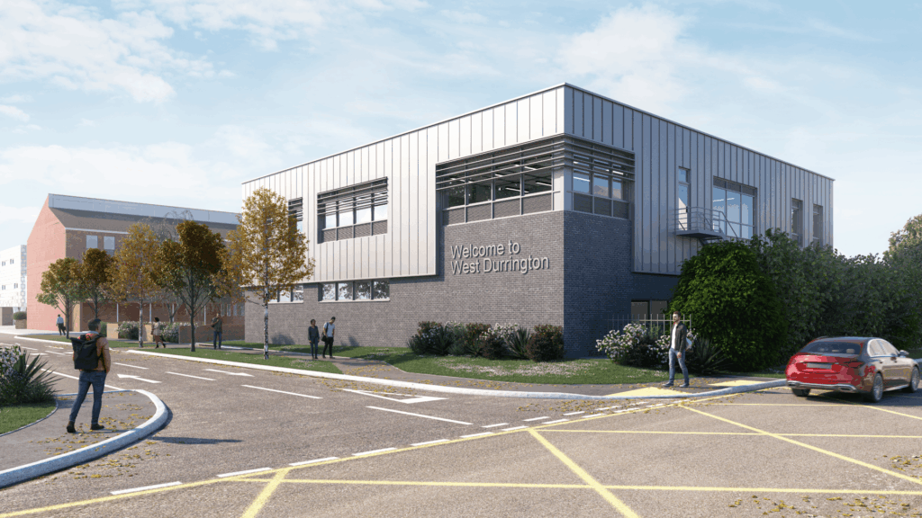 Design image of new Northbrook college building on campus