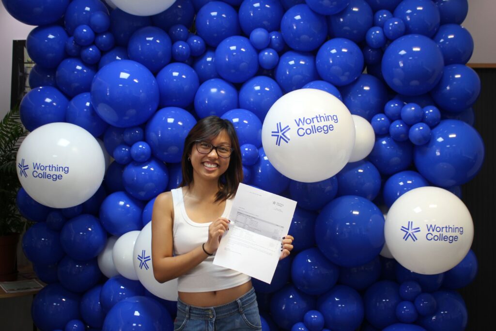 Student Keisha Jaboli at Worthing College with her A Level results