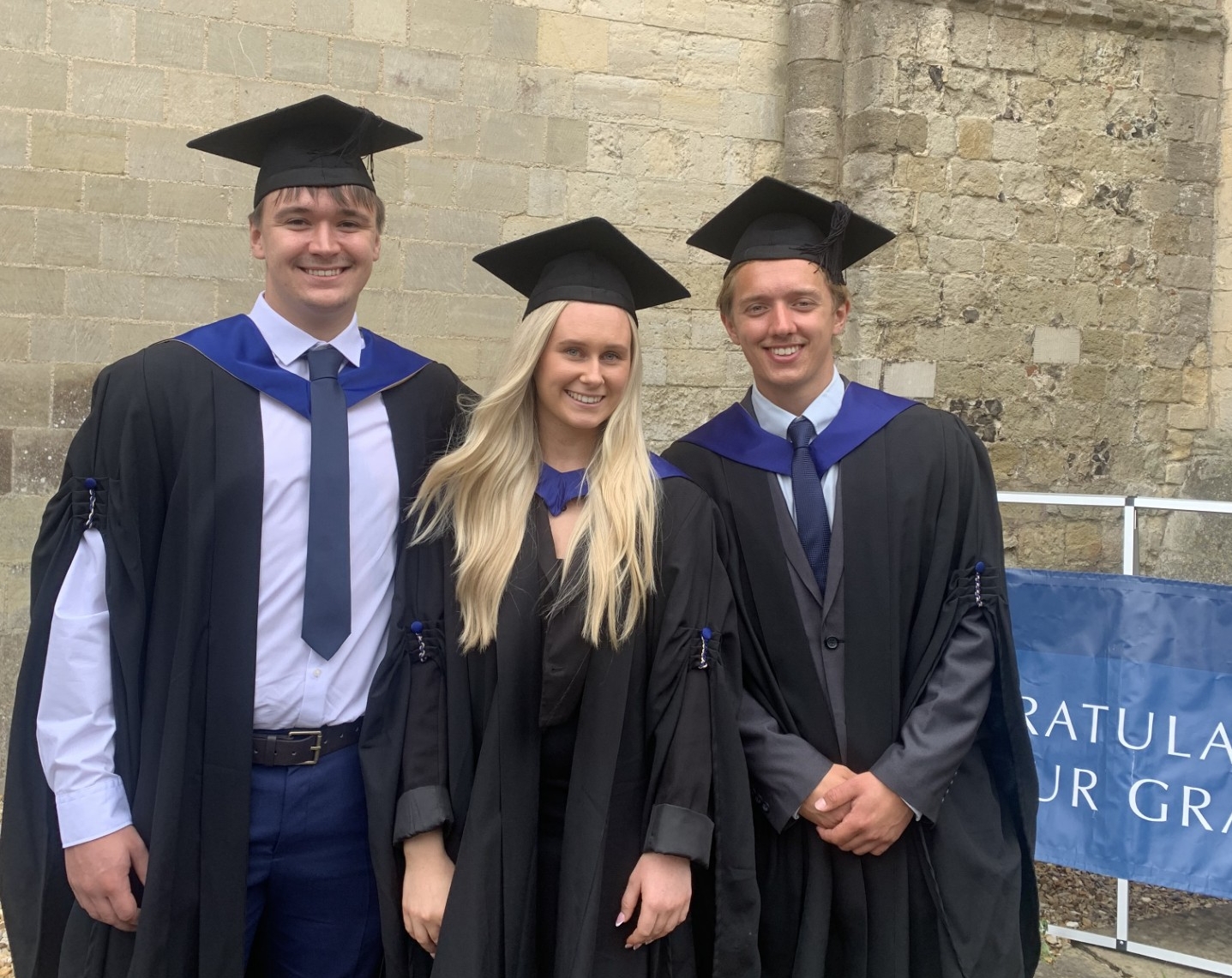 Former Worthing College students at their University of Chichester graduation day